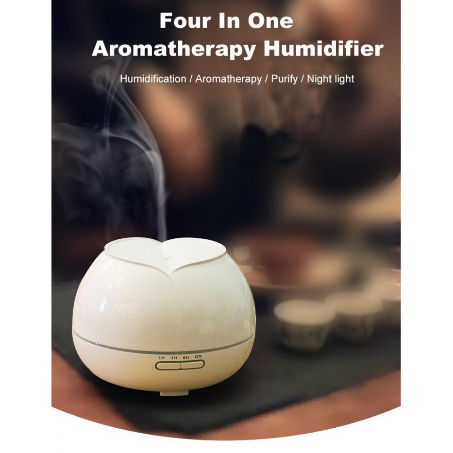 H31 Wooden Humidifier Aroma Diffuser 7 Color LED Light 300ml Black