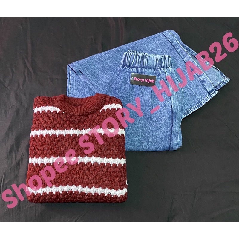 KIREI SET / READY BEST SELLER-Garis maroon