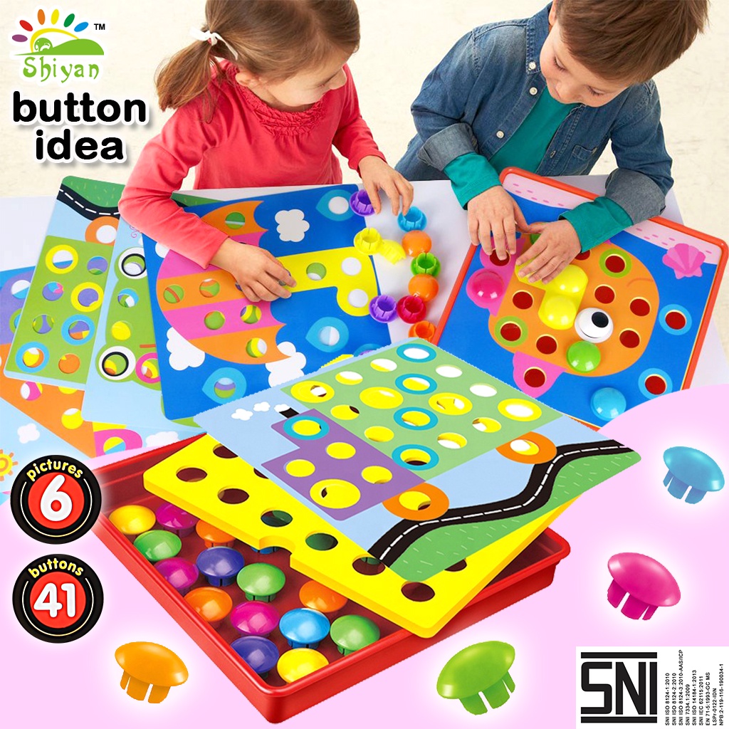 [Shiyan] mainan edukasi anak anak mainan papan seni art board education toys big button mushroom