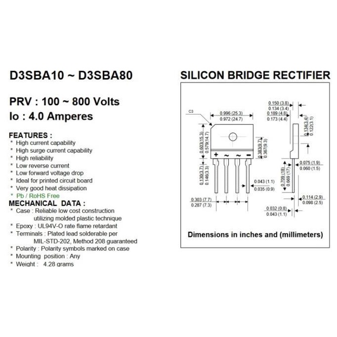 D3Sba60 Dioda Bridge Sisir 4A 600V Nivic00 Ayo Order