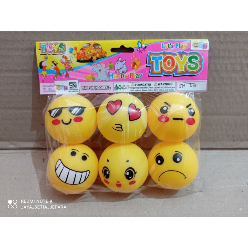 Mainan Bola Smile Mandi Bayi/ Mainan Bola Karet Smile Nyit2 Isi 6Pcs