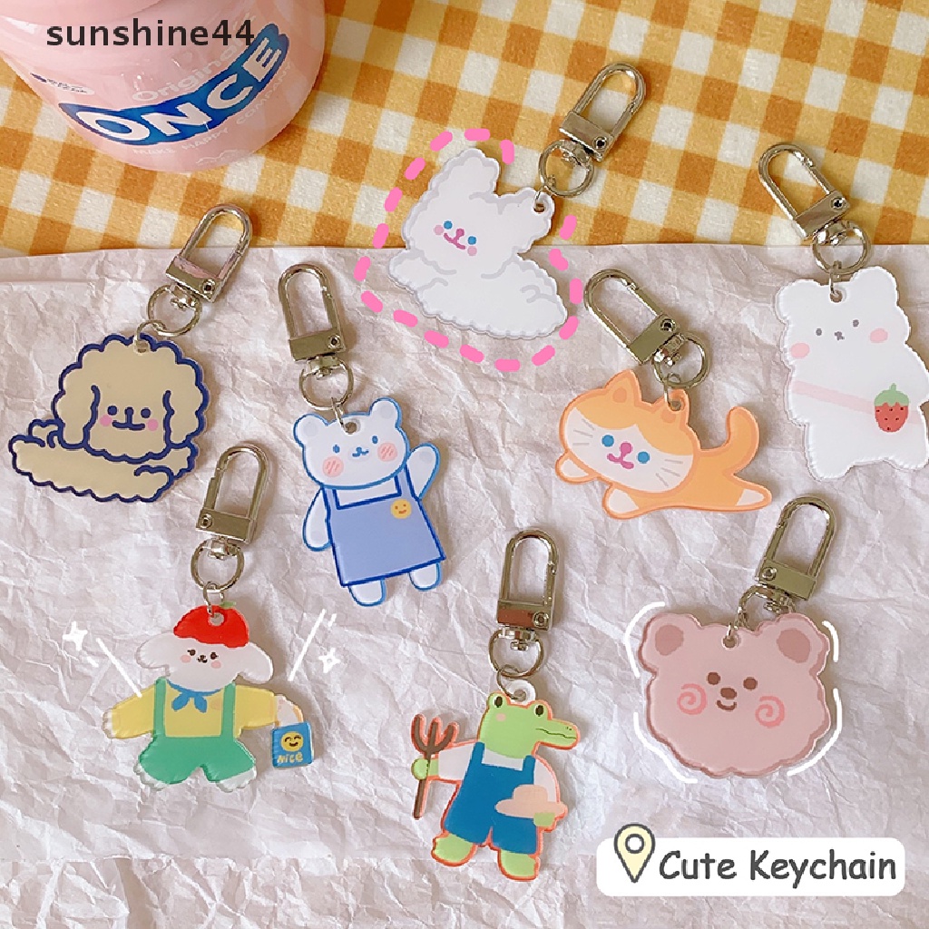 Sunshine Gantungan Kunci Bentuk Hati / Beruang / Anjing / Kucing Lucu Gaya Korea Charms