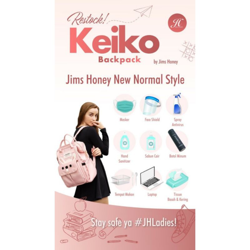 JH Keiko Bagpack / Ransel Keiko / Tas Multifungsi ORI by Jim's Honey