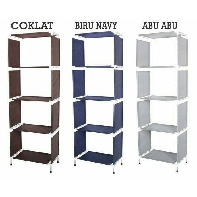 Rak Buku Portable Alumunium 5 Lapis 4 Ruang TERBATAS
