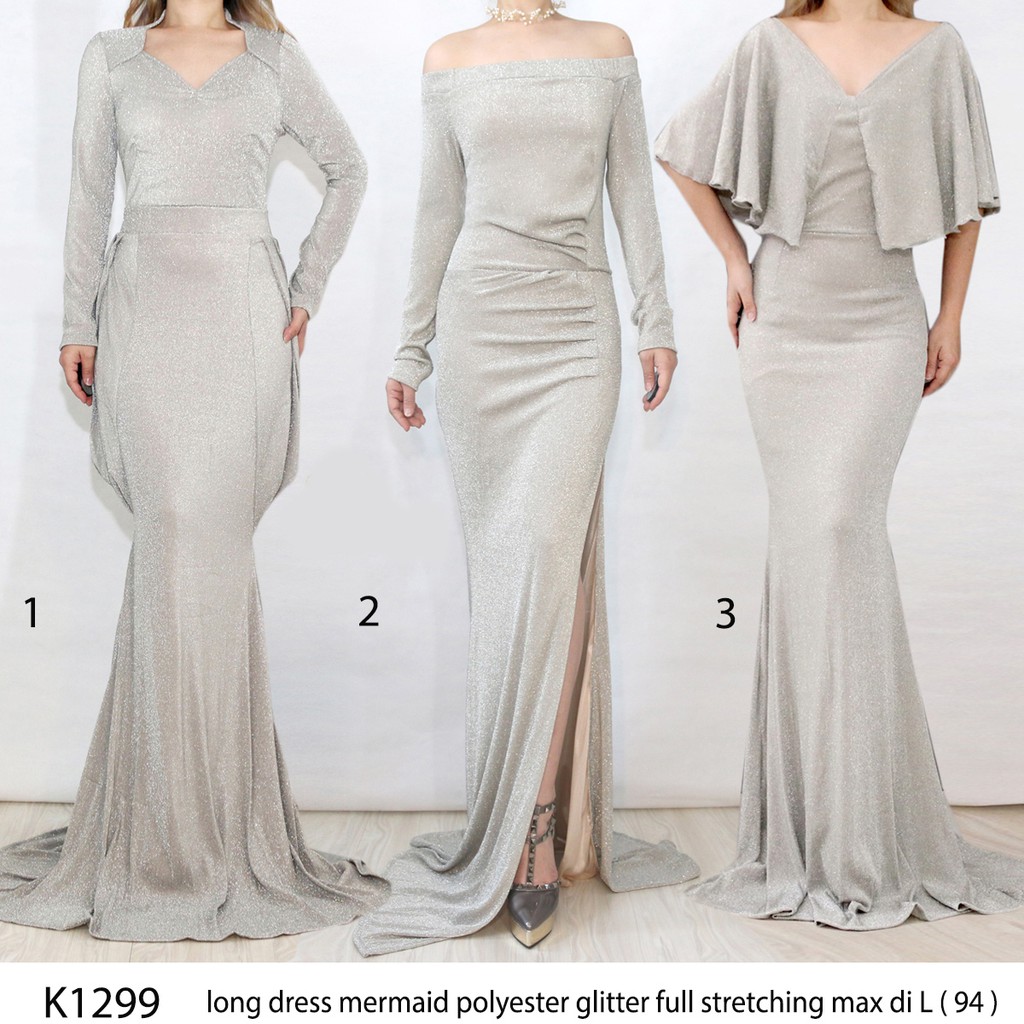 Longdress lengan panjang 3model - Dress pesta muslim hijab KY1299