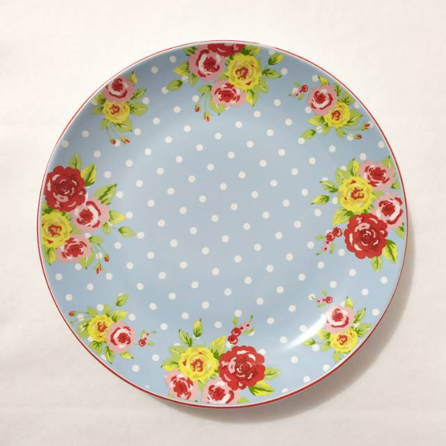  Sango  piring  keramik  blue polka dinner cekung Shopee 