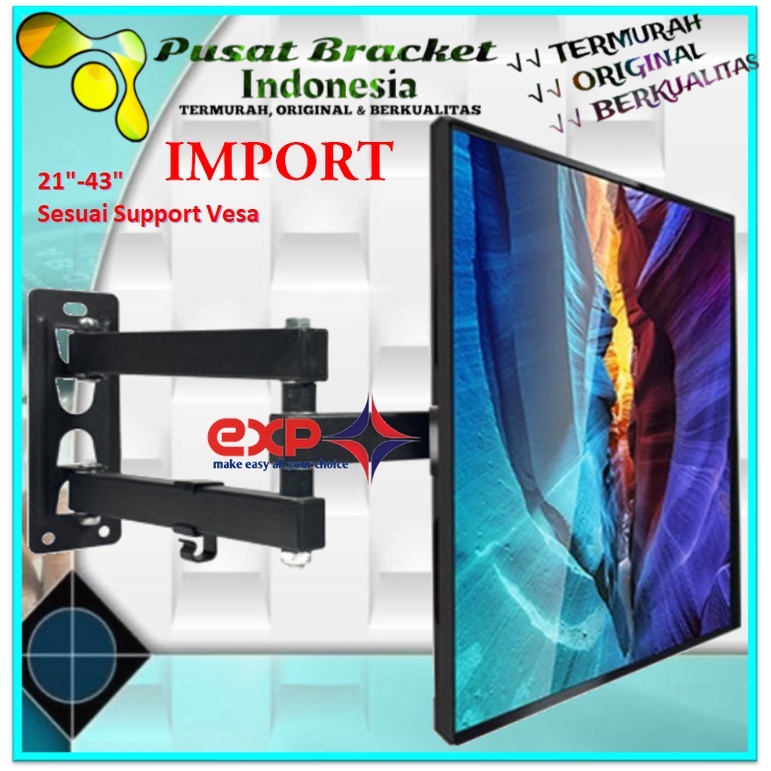 Bracket TV TCL 14 s/d 43 inch 6 ARAH FULL BESI SUPER KOKOH GARANSI 100% ORI