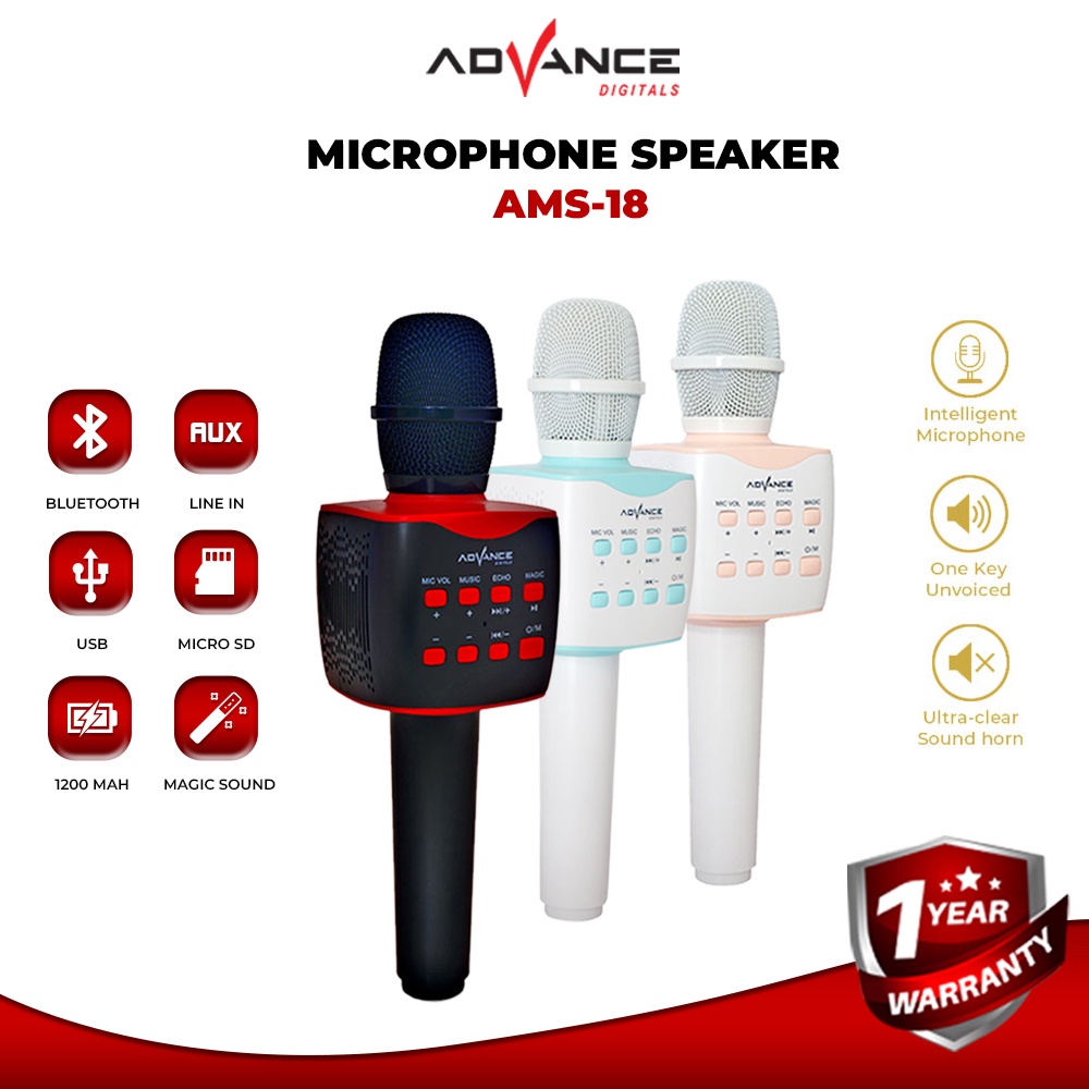 Advance AMS-18 Speaker Mic Karoke Bluetooth Murah Garansi 1 tahun