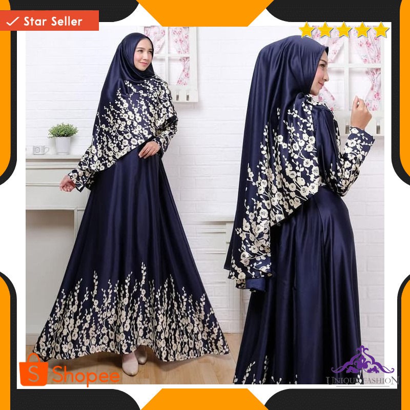 Dania Syari Navy N1 Gamis Wanita Maxmara Biru Navy