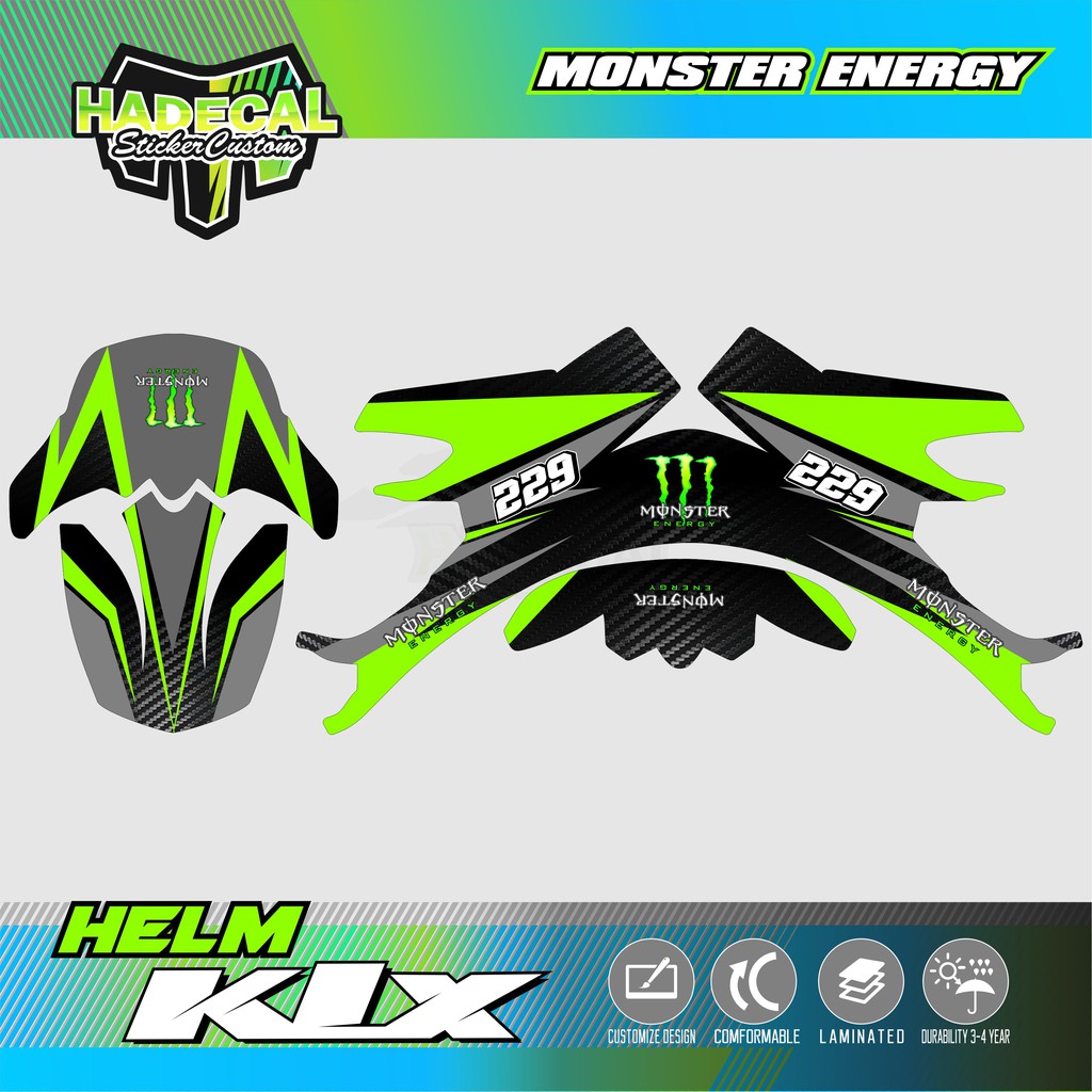 DECAL STICKER HELM KLX 150 MONSTER ENERGY