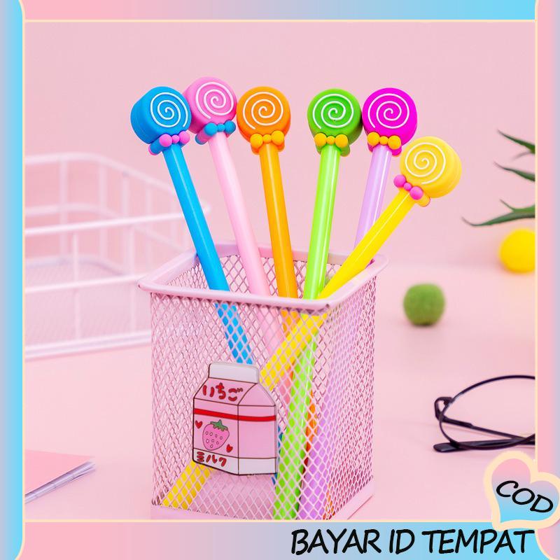 COD❤️ Kreatif Kartun Dasi Kupu-kupu Lollipop Gel Pena 0.5mm Alat Tulis Siswa-A.one