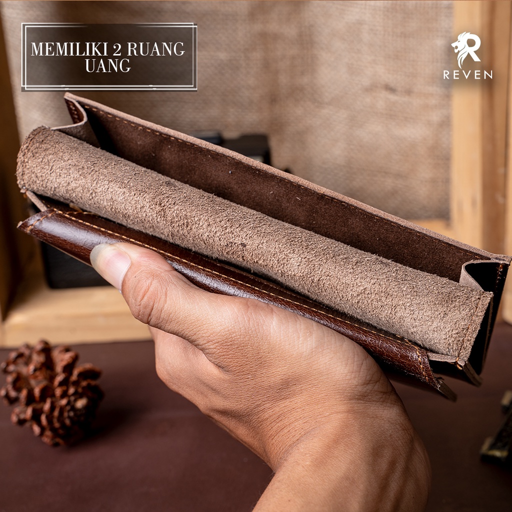 Dompet Panjang Kulit Pria Branded Cowok Keren Terbaru Reven Apollo Long Leather Wallet Bahan 100% Kulit Sapi Asli Original Premium