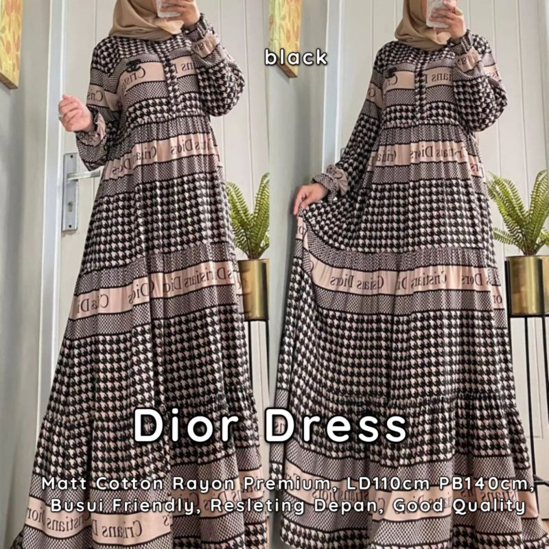NEW DIOR DRESS WANITA TERBARU/MAXI DRESS DIOR IMPORT/DIOR DRESS BAHAN RAYON
