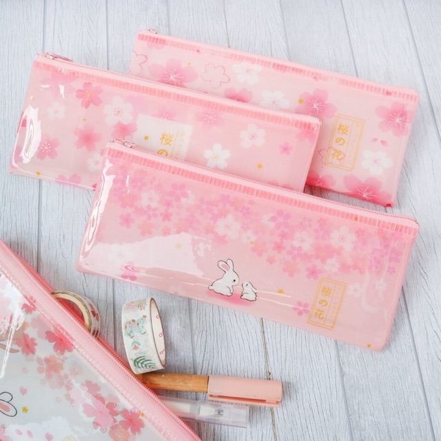 

Pencil Case Plastik / Tempat Alat Tulis Sakura Bunny