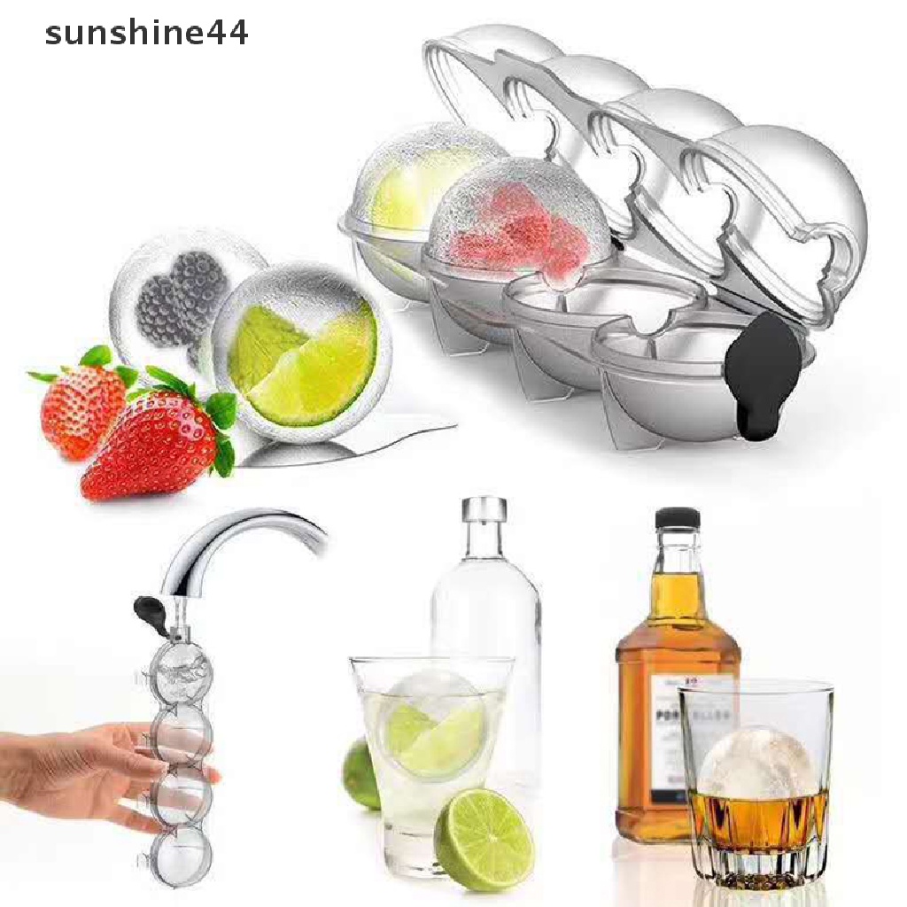 Sunshine Cetakan Es Batu 4 Lubang Bahan Silikon Flexible Untuk Whiskey / Cocktail DIY