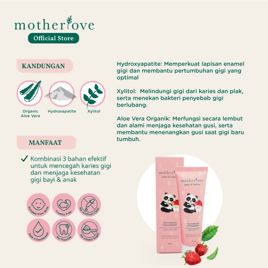 Motherlove Baby &amp; Toddler Toothpaste (Strawberry) 50gr