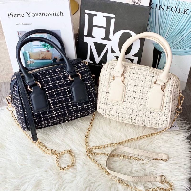 Tas Zara Zr Tweed Hand Bag