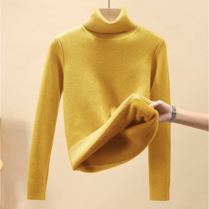 Winter Thermal Sweater Turtleneck untuk Wanita bahan Rajut