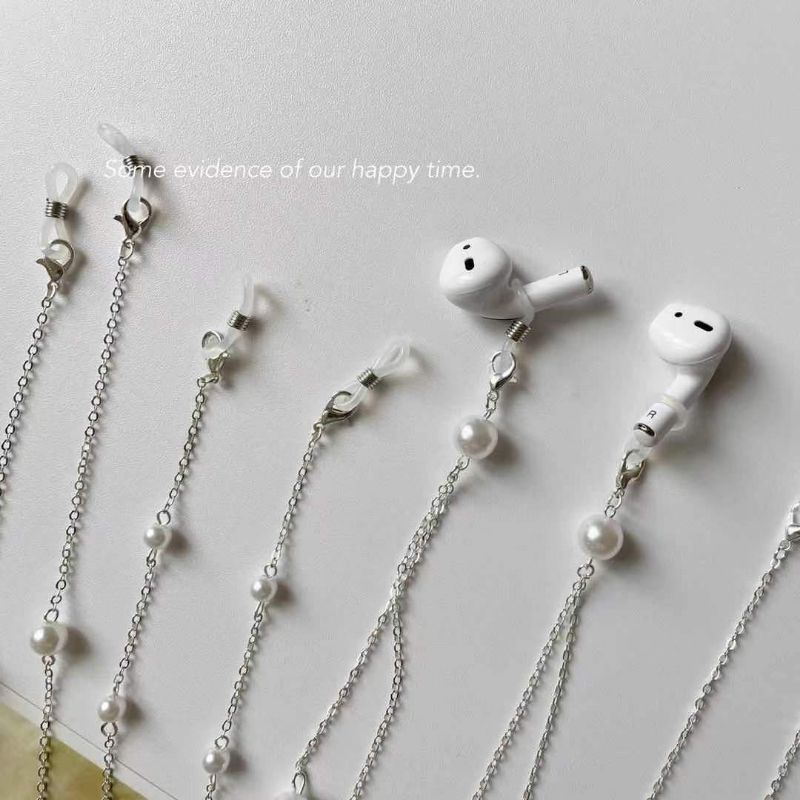 BISA COD Strap Masker 2in1 Rantai Kacamata Silver Simple Mix Mutiara 2fungsi / Tali Kacamata / Tali Masker / Kalung Masker / Gantungan Masker