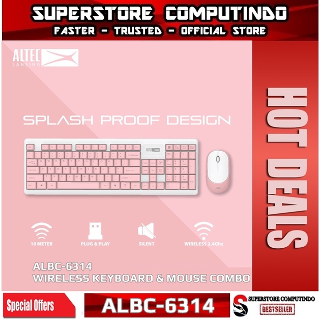 Keyboard Mouse Wireless Altec Lansing ALBC-6314 Silent Peach