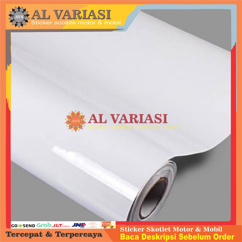 Stiker warna putih white glossy skotlet motor variasi mobil aquarium warna polos mengkilap