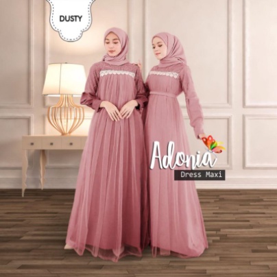 Baju Gamis Wanita Remaja Pesta Lebaran Terbaru 2022 Model Kekinian Trendy Motif Polos Gamis Renda Fr