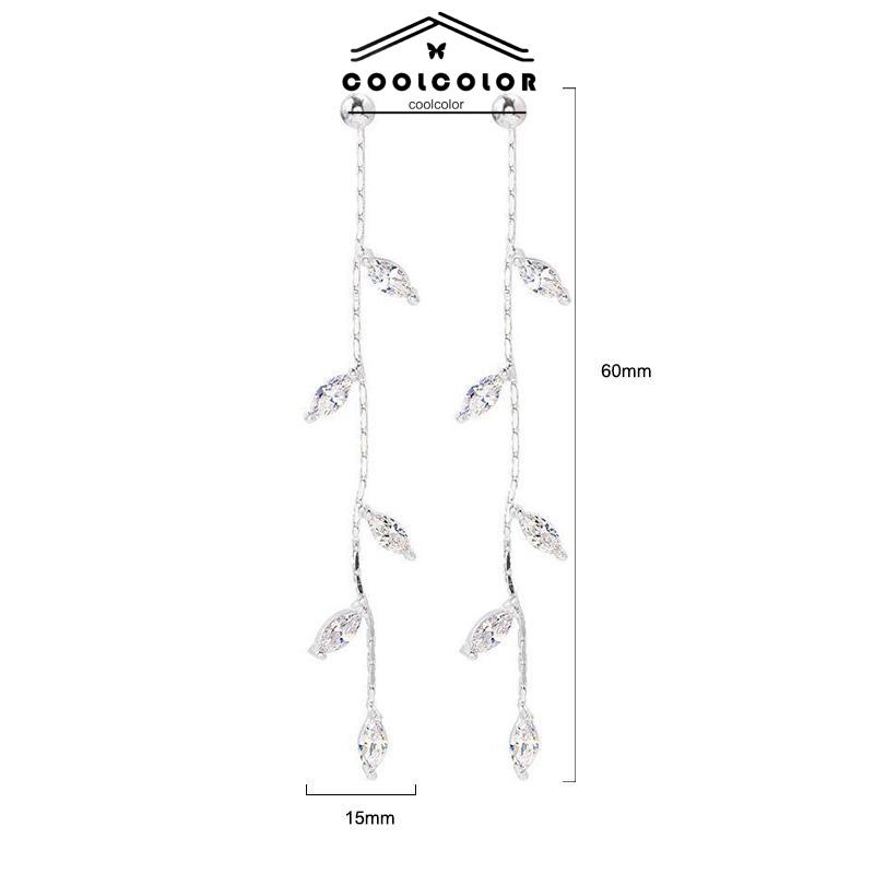 COD❤️1 Pasang S925 Anting Silver Willow Earrings Wanita Temperamen Anting Rumbai Panjang Sederhana Vintage Cincin Set Fashion Aksesoris Murah