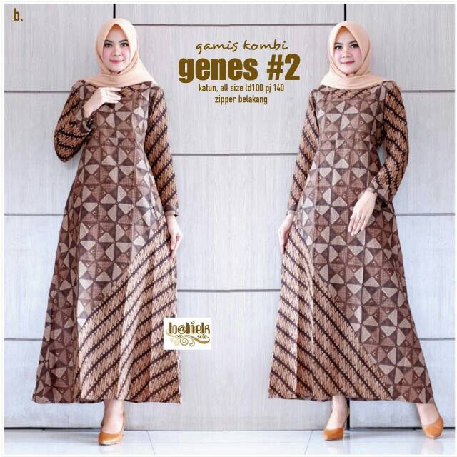 Gamis Kombi Genes #2 Batik Kombinasi Sogan Muslim Pesta