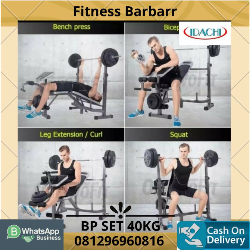 BENCH PRESS 1 SET BEBAN 40KG MEREK IDACHI