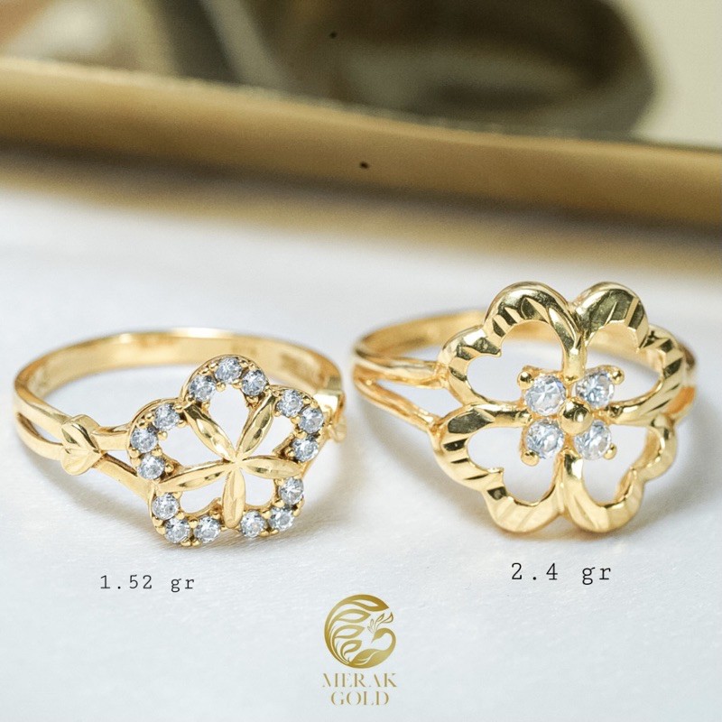 Cincin Emas Asli Dubai Bunga Kerawang Emas Asli Bunga Kendari Kadar 375