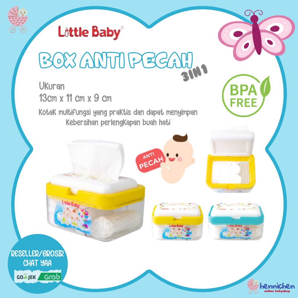Little Baby Box 3 in 1 MLTIFUNGSI TEMPAT KAPAS TISU DAN KOREK KUPING COTTON BUDS
