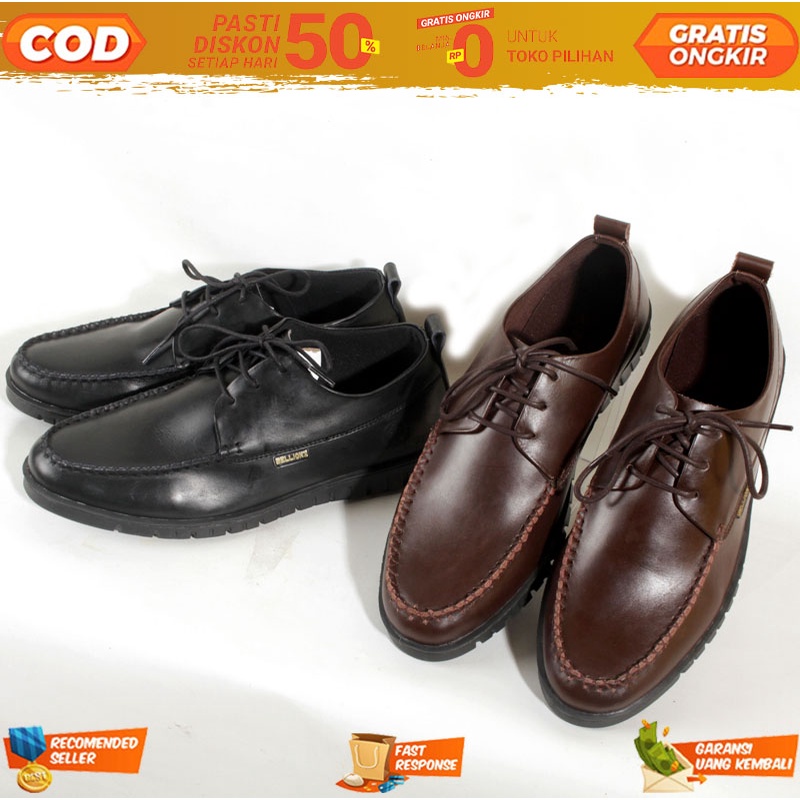 Sepatu Formal Full Hitam Tali Pria Pantofel Kerja Kantor Dinas Resmi Guru Kantoran Pesta Pernikahan 
