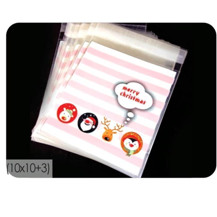 

Uk 10x10 Fancy Kemasan Plastik Kue Candy Cookies Bag Gift Natal Merry