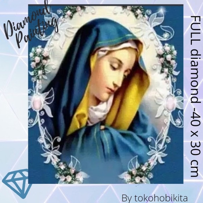 DIAMOND PAINTING FULL BUNDA MARIA BEST SELLER BLUE LUKISAN MANIK Murah