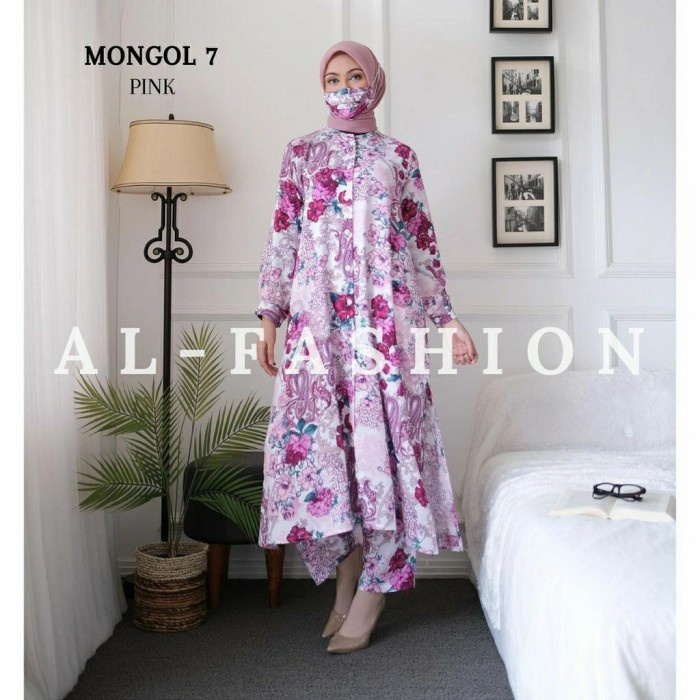 v0N121N Set Baju Gamis Wanita Jubah Wanita Pakaian Cewek Fashion Muslim Terbar - Maroon Nv3B2V01