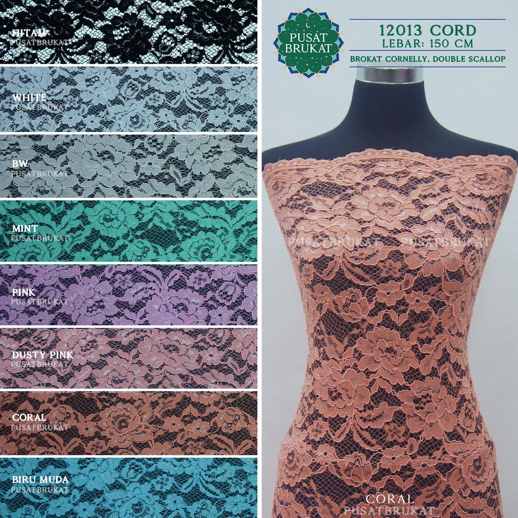 KAIN BRUKAT SOFT CORNELI BESAR, DOUBLE SCALLOP / BROKAT CORNELI 12013 CORD [harga per 0.5m]