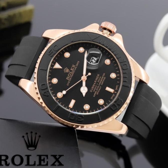 RECOMENDED JAM TANGAN PRIA ROLEX OYSTER SUBMARINER TALI RUBBER KW SUPER
