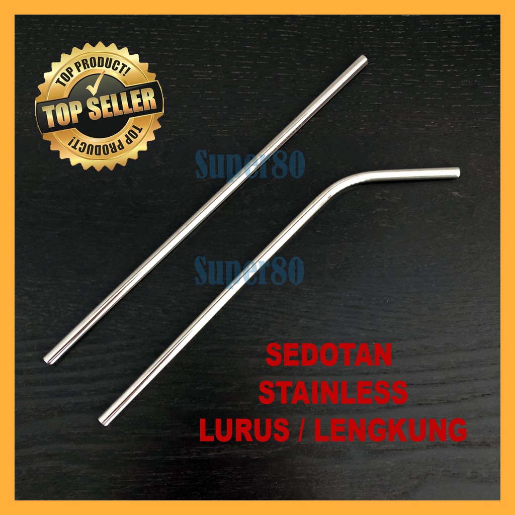 Sedotan Lurus / Lengkung Bengkok Stainless Steel Straw Sikat Pembersih Kantong Pouch Tempat