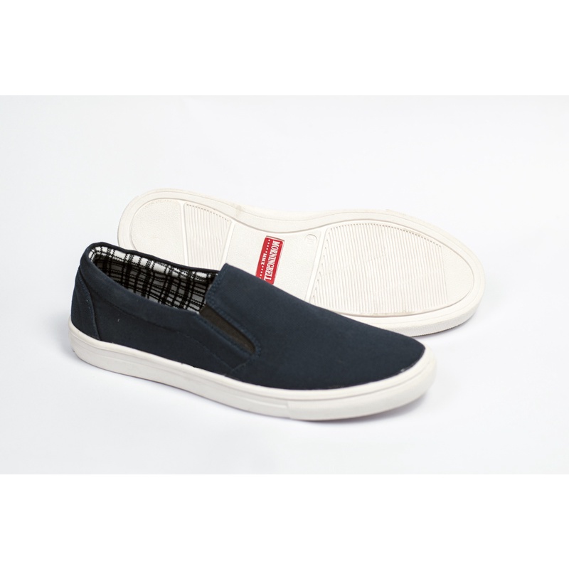 MORNINGBELL- SEPATU PRIA MURAH BERKUALITAS SLIP ON PRIA MOJO NAVY WHITE