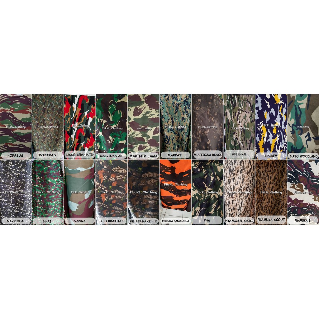 Bahan Kain Loreng Camo Celana Pants Cargo PDL Twill Polos Ripstop Katun