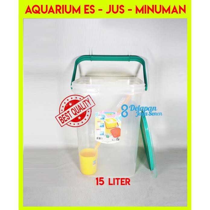 Aquarium Es Kelapa Besar 15 Liter |Aquarium Es Buah | Toples Es Kelapa