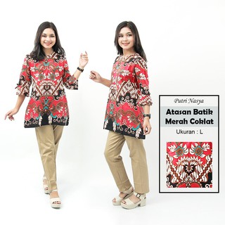 M L XL XXL XXXL atasan  batik  blus batik  jumbo atasan  