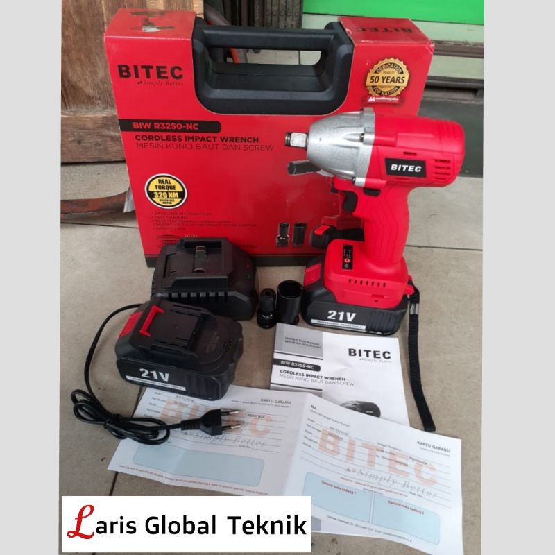 Mesin pembuka baut BITEC CORDLESS IMPACT WRENCH BIW R3250-NC buka baut
