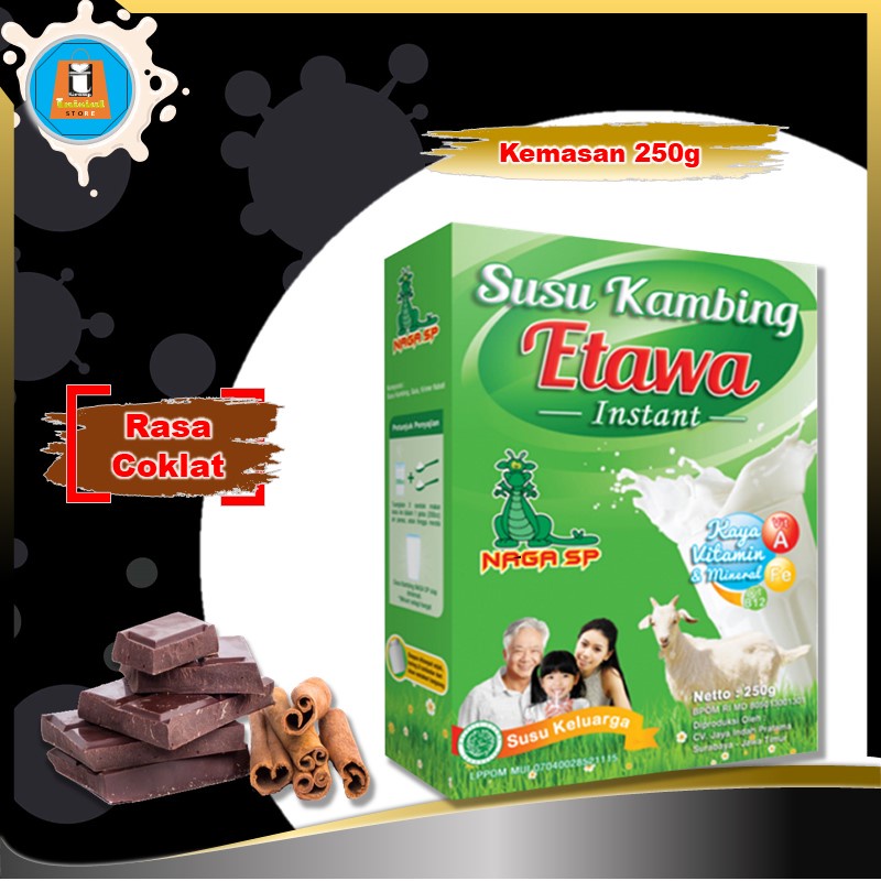 Susu Kambing Etawa Bubuk Naga SP 250gr Untuk Penyakit Asma Sesak Napas dan Gangguan Pernapasan TBC-Coklat 250gr