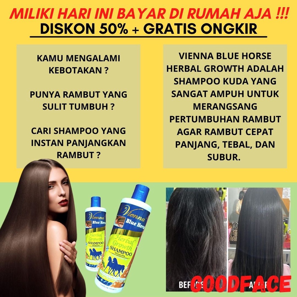 VIENNA SHAMPOO SAMPO KUDA HERBAL GROWTH 350ML SHAMPO KUDA ORIGINAL PENUMBUH RAMBUT CEPAT TREATMENT RAMBUT