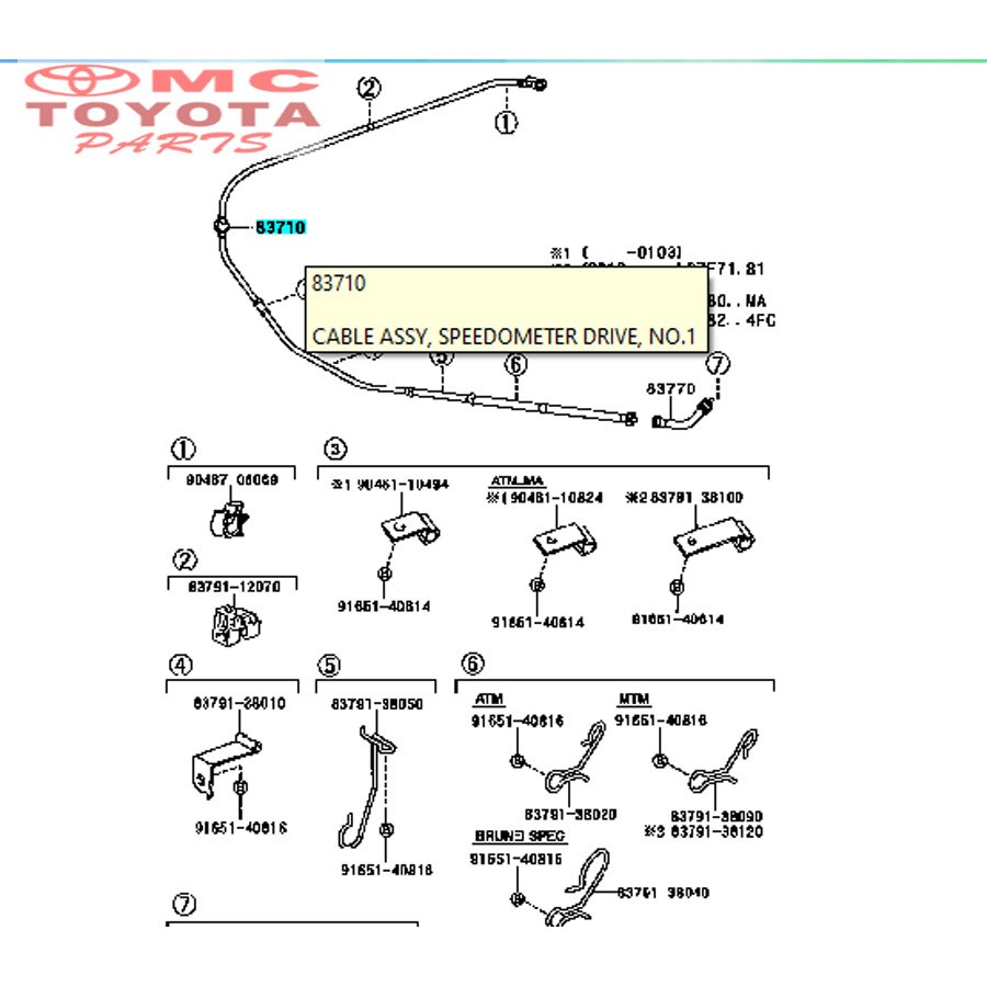 Kabel Speedometer / Cable Speedo Kijang Kapsul 83710-0B010