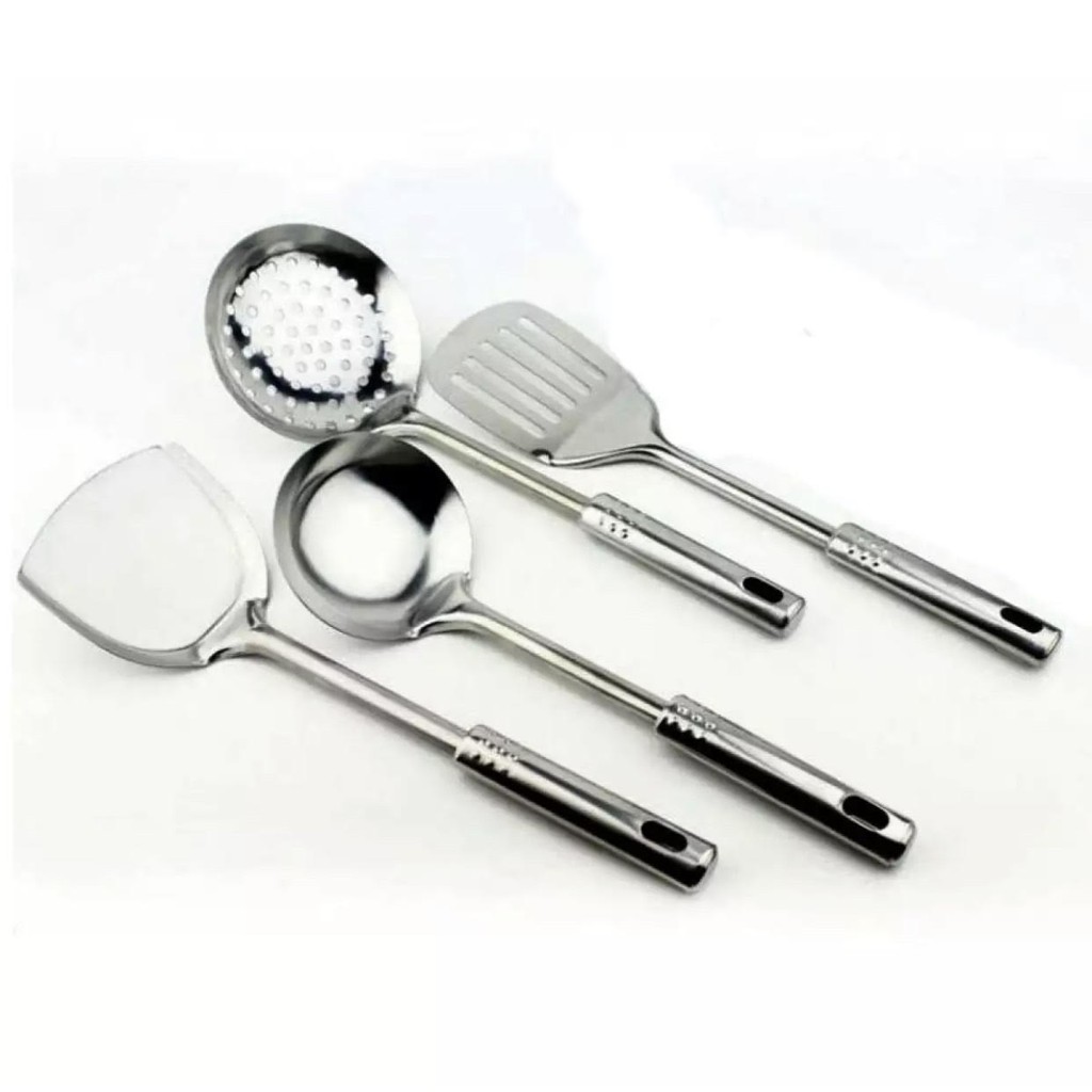 [BISA COD] PROMO Spatula Set Stainless Isi 4 Bahan Tebal Kuat Kualitas Terjamin Sutil Sodet Irus Set Peralatan Masak Dapur Set Murah Terjangkau