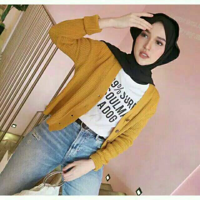 CARDIGAN CROP WILLY JALUR RAJUT | ATASAN RAJUT WANITA TERBARU