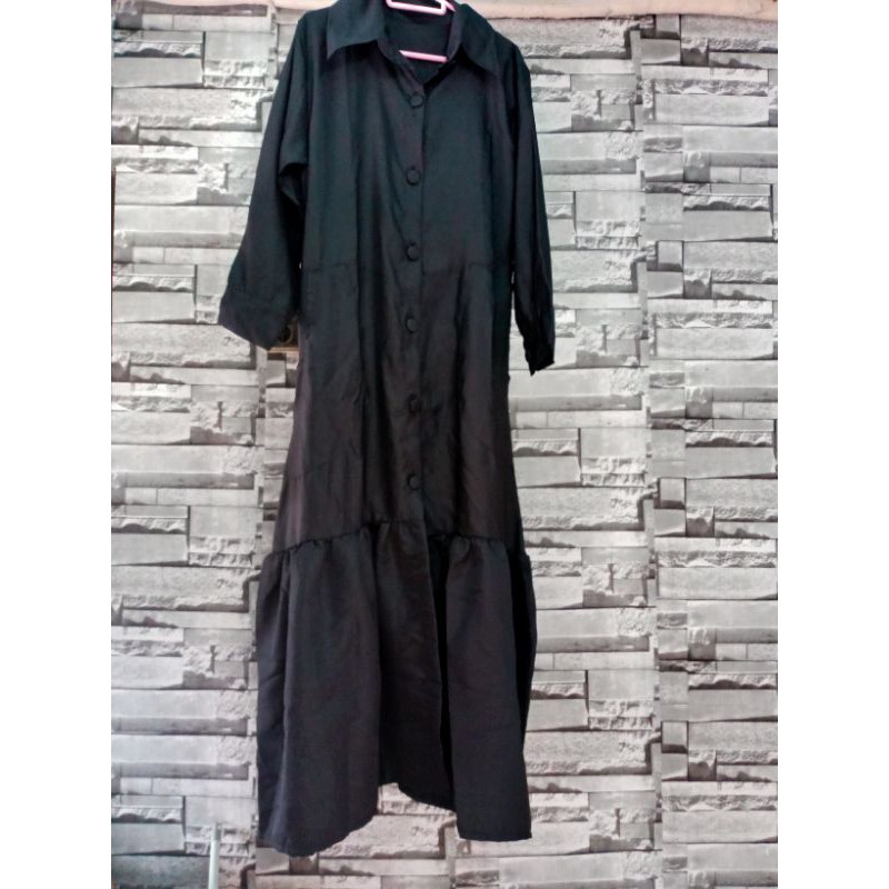 gamis_wanita_hitam_polos_preloved_second_murah