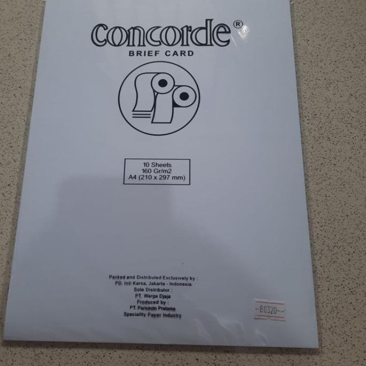 

D90 Kertas Concorde A4 160Gr (10 Lembar) / Concord A4 160Gr EI HLS